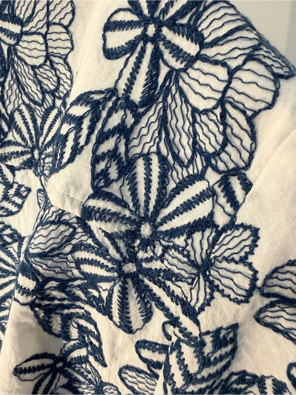 Ted Baker White Shirt with Navy Floral Embroidery